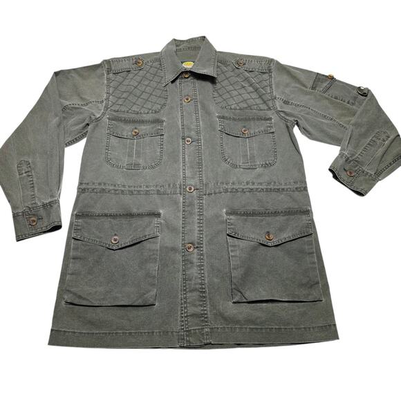 Vintage Cabelas Hunting Shooting Jacket Men Size Medium Military Green Pockets - Picture 1 of 7